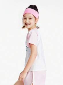 Annil Tween Girl Quick Dry Sports Set In Blue, Summer - Baby Pink - View 2