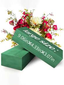 4 件长方体花泥底座，用于插花泡沫块，适用于新鲜和人造花卉插花，8.9 英寸 X 4.1 英寸 X 2.7 英寸，干湿泡沫，适用于人造或新鲜花卉泡沫块，适用于婚礼、生日、家庭、办公室和花园装饰、情人节、礼物 - 綠色 - 查看 2