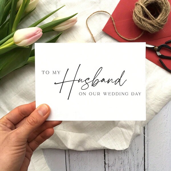 Gift For Husband On Valentine's Day To My Husband On Our Wedding Day Card, To My Hubby On Our Wedding Day Card, To My Hubby Card, Wedding Day Card Including Envelope