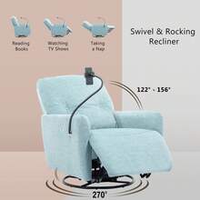 MERAX 270 Degree Swivel Electric Recliner Home Theater Seating Single Reclining Sofa Rocking Motion Recliner With A Phone Holder For Living Room - Màu xanh lam - Xem 3