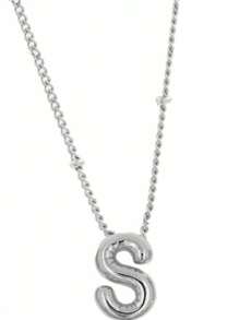 Collar de colgante de letra inicial grueso de burbuja de globo de alfabeto de cobre de acero inoxidable para mujer joyería