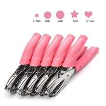 1入組鐵質手持鑽孔器，星形和圓形小鑽，適用於紙張、文具、筆記本裝訂機、DIY 手工首飾 - 粉色 - 查看 1