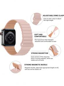 1 件时尚粉色休闲磁性硅胶表带，可调节防水腕带兼容 38/40/41/42/44/45/46/49 毫米，兼容 Series Ultra/SE/11/10/9/8/7/6/5/4/3/2/1，智能手表配件 - 多色(無手錶) - 查看 9