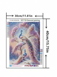 鑽石畫 - 魔術立方鑽石 - 全鑽，1套，30*40cm，動物孔雀設計 - 彩色 - 查看 2