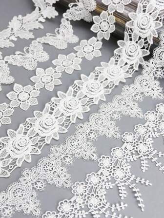(1包/單一尺寸) 紗線溶劑性蕾絲，適用於禮品包裝、蛋糕和糕點包裝、花卉佈置、婚禮裝飾、DIY手工藝、頭飾和服裝飾品