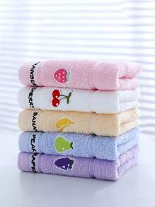 5pcs Children's Pure Cartoon Animal Primary Baby School Students Face Towel, Soft Absorbent Household Bath Towel