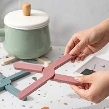 1pc Silicone Heat Resistant Pad Foldable Non-Slip Pot Pan Mat Table Placemat Dish Plate Cross Holder Coaster Kitchen Table Mat Kitchen Items Kitchen Accessories Kitchen Tools - Multicolor - View 6
