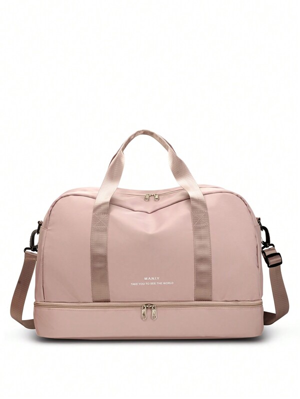 1 Bolsa de equipaje de mano de nailon con compartimento independiente para zapatos, bolsa de viaje tanto para hombres como para mujeres, para viajes de negocios y acondicionamiento físico, de vuelta a la escuela, para viajes, bolsa de gimnasio, para camping, artículos esenciales para excursionismo, de vuelta a la escuela para el verano, para bolsa de noche, bolsa de fin de semana, bolsa de lona, bolsa de equipaje, bolsa de mano, bolsa universitaria, bolsas de equipaje, bolsa de fin de semana, bolsa de hospital, rosa, suministros escolares de vacaciones de invierno, de vuelta a la escuela