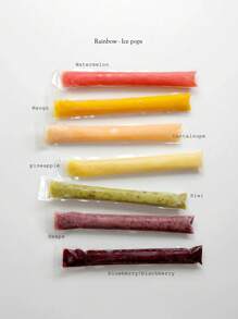 50 piezas Bolsas largas para paletas de helado, adecuadas para jugo de verduras, puré de frutas, helado, bolsas de almacenamiento de hielo de frutas, resistentes a bajas temperaturas, sellables, bolsas de helado DIY, bolsas de embalaje de alimentos - transparente - Ver 4