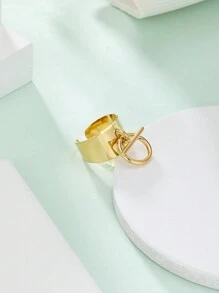 1pc Fashionable Stainless Steel Pendant Ring - Yellow Gold - View 3