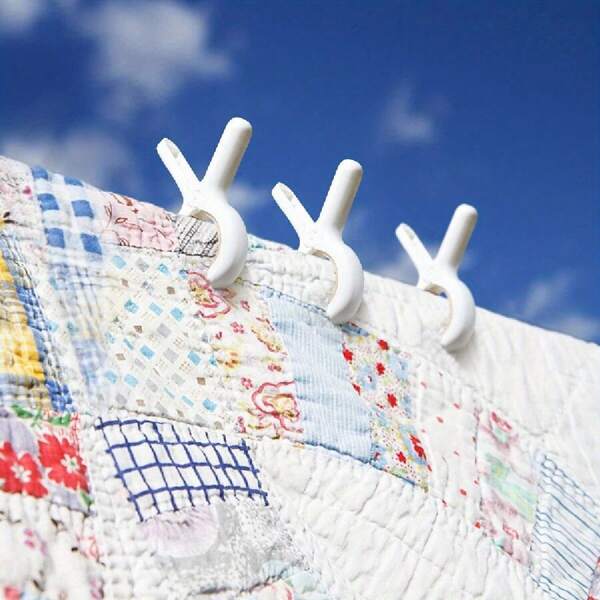 6pcs Plastic Clothespins With Rust-Proof Strong Spring, Heavy Duty Beach Towel Clips To Keep Towels, Clothes, Blankets Dry On Rack
