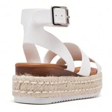 Women's Comfortable Wedge Platform Espadrille Sandals - 2024 Summer Sandles Dressy Fashion Open Toe Buckle Ankle Strap Beach Sandals - White - View 3