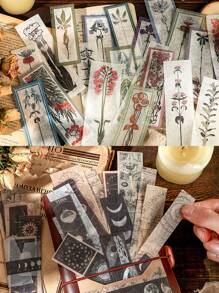Conjunto de 40 piezas de Pegatinas Washi con poemas antiguos y flores para scrapbooking y decoración de diarios papelería manualidades libro de sticker estikers - Extractos de poemas largos. - Ver 4