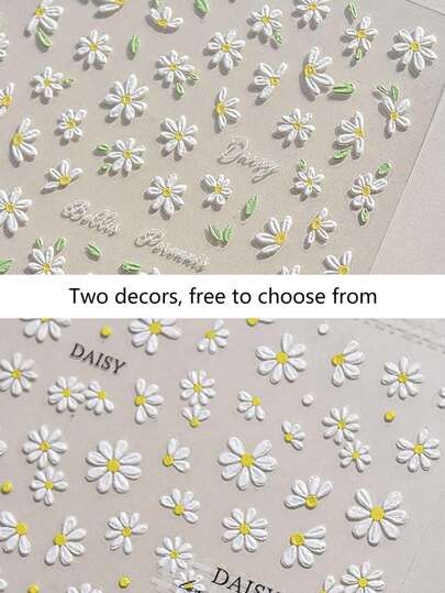 2pcs Random Daisy Flower Embossed Stickers For DIY Notebook