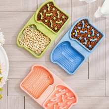 1入寵物飼料器,貓舔盤、狗防噎慢食碗、富趣味的雙層寵物碗 - 彩色 - 查看 7