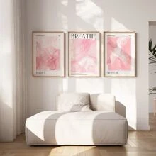 Conjunto de 3 carteles de lienzo abstractos sin marco con mármol dorado y rosa en tonos de rosa, decoración de la habitación rosa, arte de pared impermeable, pintura de arte moderno de regalo para decoración de pared en dormitorio, sala de estar, oficina, comedor, baño, cafetería, bar, decoración de pared del hogar y oficina