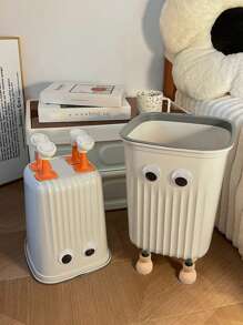 1入組純色收納垃圾桶，可愛大眼垃圾桶，適用於家庭、辦公室、臥室、客廳和書房 - 彩色 - 查看 10