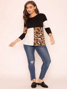 Black White Pink Mint Color Block 3/4 Sleeve Top Shirt Blouse | S-3X - Black - View 2