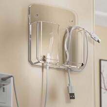 1pc Wall-Mounted Remote Control And Mobile Phone Holder, No Hole Charging Bracket, Transparent Design Storage Box For TV And Air Conditioner Remote Controls. Space-Saving Organizer - Multicolor - View 9