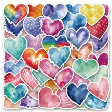 50入組顏色愛心貼紙，適用於剪貼簿，日記，筆記本電腦，汽車，雪板，水壺，手機，卡通，硬帽，汽車貼紙和貼紙 - 彩色 - 查看 1