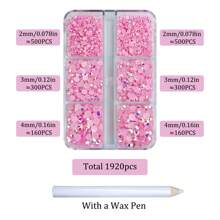 1920pcs / 6 Grids Resin Rhinestones Beads With Wax Pen, Multicolors 2mm 3mm 4mm Non-Hot Fix Flatback Round Jelly Resin Rhinestones For Nail Art Decoration, Face Makeup, DIY Jewelry Craft, Making Accessories, Shoes, Clothes, Bags Nail Charms Nail Gems Nail Supplies