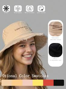 Koreaanse versie vissershoed voor dames, lente/zomer/herfst/winter, bescherming tegen de zon, UV-bescherming, trendy emmerhoed, retrostijl, gebreide rand, zonnehoed voor heren en dames, Japanse stijl, veelzijdig.