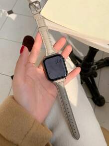 1pc Apple Watch Band, Elephant Gray Leather Band With Cold Style, Apple WatchBand Compatible With Apple Watch Strap Series Ultra 9-8-7-6-5-4-3-2-1, Compatible With Apple Watch SIze 38mm/40mm/41mm/42mm/44mm Thin Waist Design, Classy Feeling, Ultra-Fine Fiber Band Shows Delicate And Elegant, Classic And Timeless, The Simpler The Better For Highlighting Clean Charm, For Men And Women