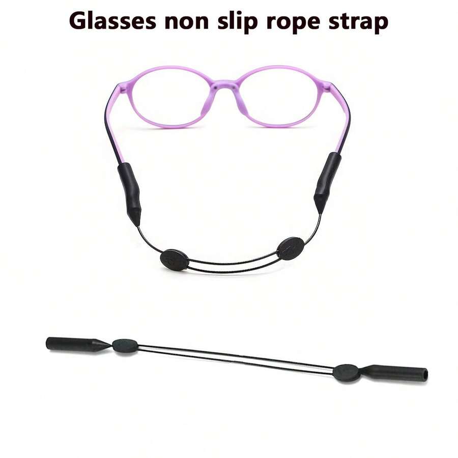 1pc Adjustable Glasses Strap, Silicone Wire Eye Glasses String Adults Anti Slip Eyewear Retainer Sports Elastic Glasses Fashion Glasses Cord Holder - Black - View 1