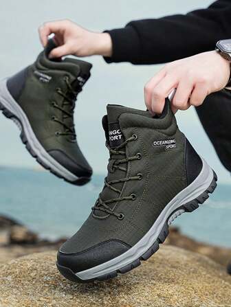 Men's Waterproof Snow Boots For Mountaineering, 2024 Classic Anti-Slip Outdoor Sports Shoes With Thermal Lined For Warmth