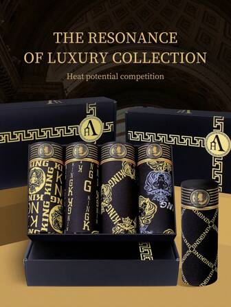 5pcs- Luxurious & Noble Letter Printed Men's Underwear