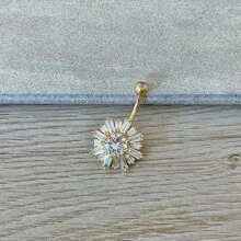 SENLANSP 1 pieza Hermoso anillo de botón del vientre con diseño de estrella de ráfaga de acero inoxidable, perfecto para uso diario de mujeres - 1 pieza - Ver 5