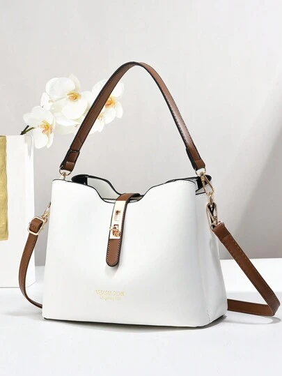 PLANEE Minimalist Multi-Pocket Large Capacity Handbag, Fashion Tote Shoulder Bag, Crossbody Bag, Women Casual Handbag, Shoulder Bag Wallet Combo, Stylish Color Block Shoulder Bag, Suitable For Commuting, School And Shopping, Casual Shoulder Tote Bag, Fashion Hobo Bag Shopping Tote, Women Holiday Gift