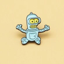 1pc Animated Robot Brooch, Futurama Badge, Personal Accessory- Alloy Humor Pin - One-Of-A-Kind Fashion Accessory For Unforgettable Style Dress Accessories Pin For Clothes Bag Charm School