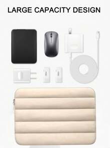 1 件米色蓬松笔记本电脑保护套 13 英寸笔记本电脑保护套，男女通用笔记本电脑保护套，可爱手提包笔记本电脑保护套，适用于 Macbook Air M2 13 英寸、iPad Pro 12.9（黑色）笔记本电脑包笔记本电脑保护套电脑包笔记本电脑手提包笔记本电脑手提包笔记本电脑公文包学生适用男士适用女士适用商务工作办公室通勤旅行绗缝包绗缝包羽绒包绗缝笔记本电脑包电脑包极简主义 - 黑色 - 查看 5