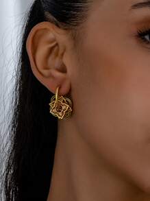 1pair Enamel Matte Retro Colored Circle Earrings With Chinese Style Design, Can Be Worn In Multiple Ways - Small Pearl - View 2