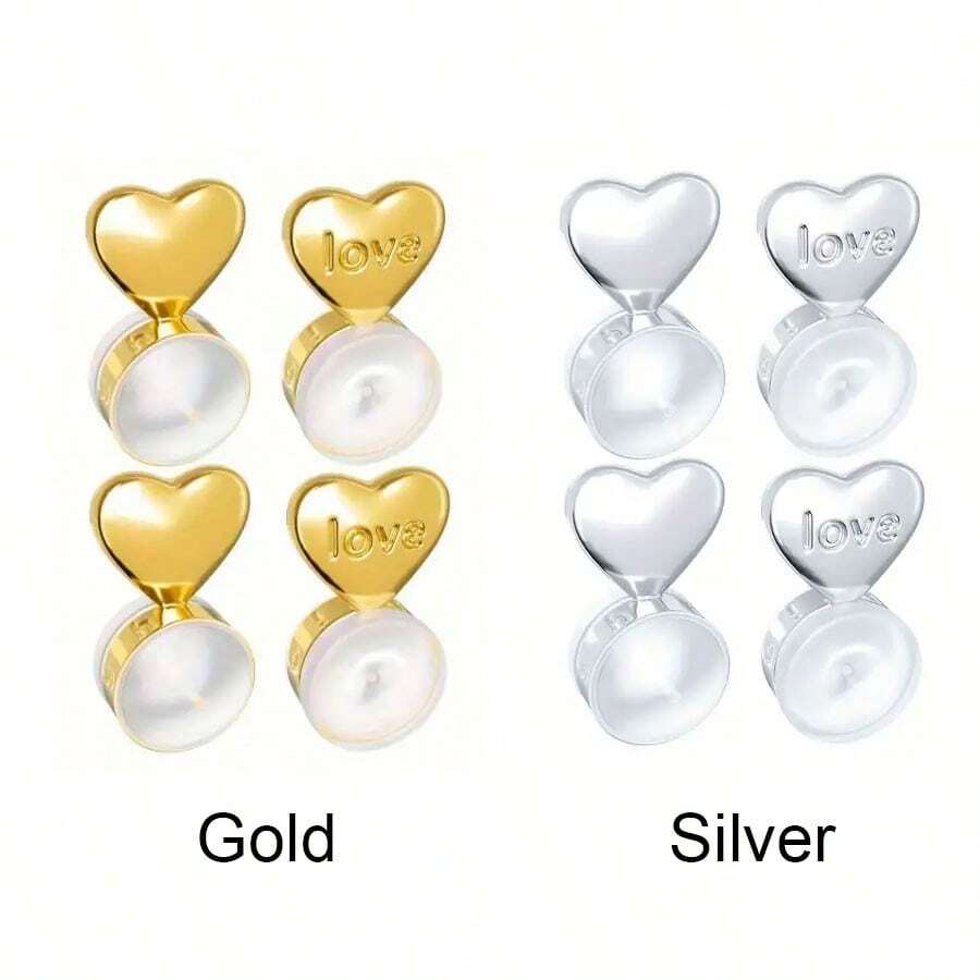 4pcs/2pairs Hypoallergenic Silicone Ear Support Studs - Adjustable Back Earring Supports For Heavy Earrings, Drooping Ears And Sensitive Skin - DIY Friendly And Gentle On Ears