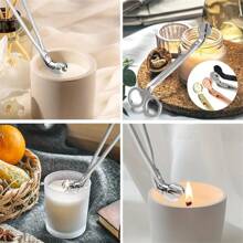 4pcs Candle Tool Set Stainless Steel Candle Cap Tools Kit Including Wick Trimmer, Wick Dipper, Wick Scissors, Suitable For Candle Lovers Candle Accessories Set - Multicolor - View 4