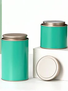 1pc Tea Packaging Tin, Iron Canister, Round Container, Tea Caddy, Sealed Canister, Empty Gift Box - Multicolor - View 1