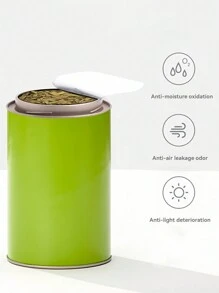 1pc Tea Packaging Tin, Iron Canister, Round Container, Tea Caddy, Sealed Canister, Empty Gift Box - Multicolor - View 5