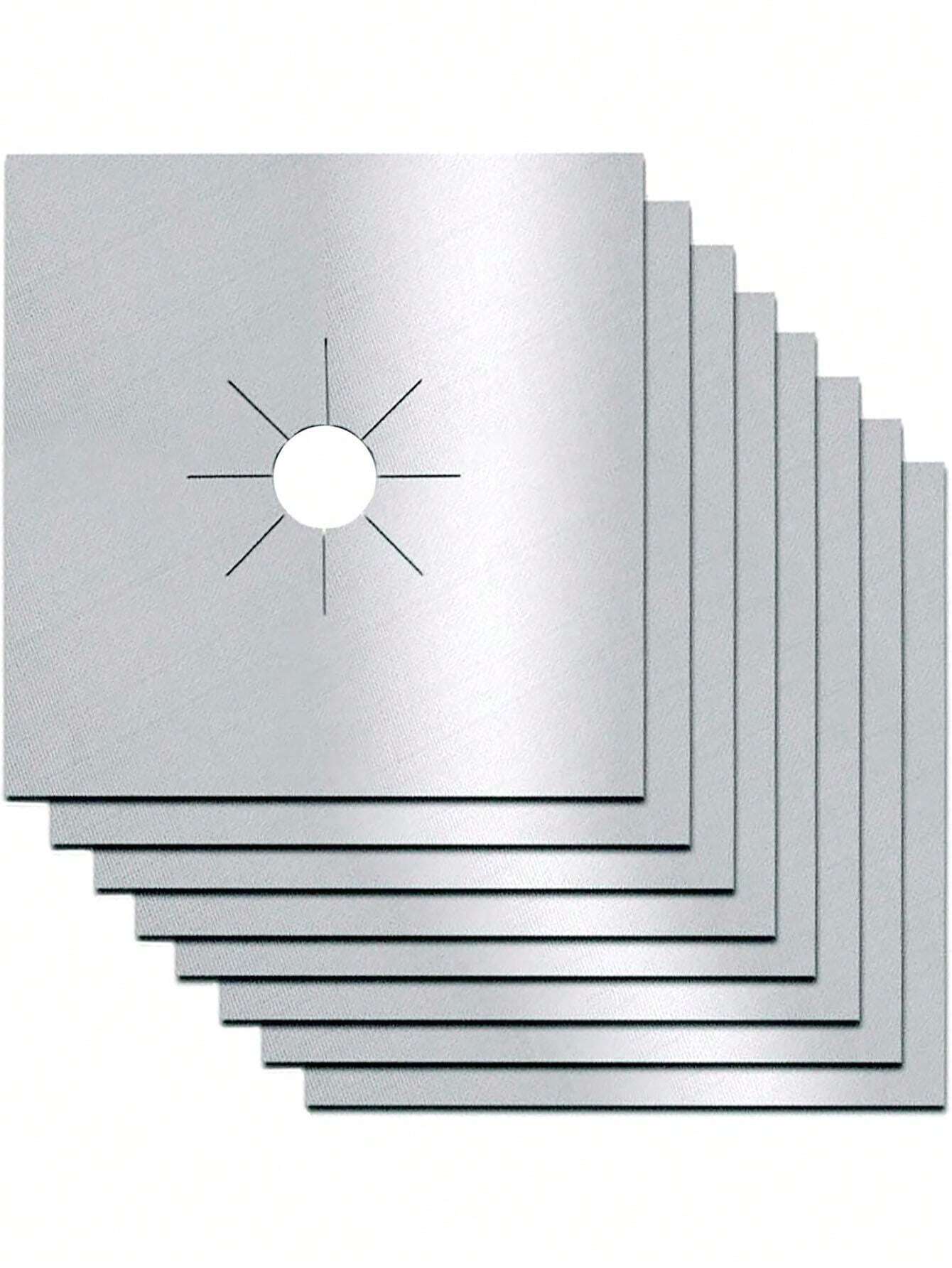 Tappetini Protettivi Per Fornelli A Gas - Riutilizzabili, Antiacido, Facili Da Pulire, 27x27cm (Argento)