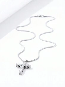 ZG YING ZHOU ZGYZ 1 件时尚不锈钢 316L 金吊坠项链，带 3A 方晶锆石，情侣/婚礼/派对配饰，奢华蛇链吊坠项链