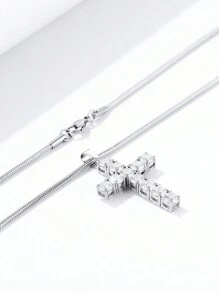 ZG YING ZHOU ZGYZ 1 件时尚不锈钢 316L 金吊坠项链，带 3A 方晶锆石，情侣/婚礼/派对配饰，奢华蛇链吊坠项链