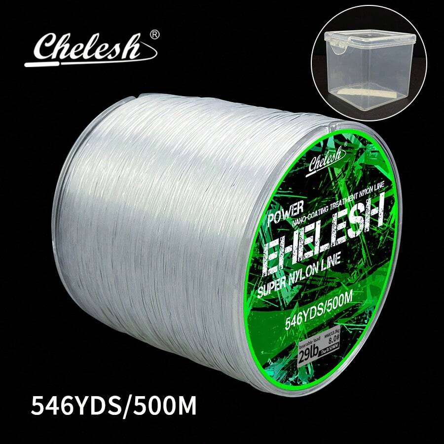 500米/547碼耐拉強度優異的尼龍釣魚線，單絲透明釣魚線，適用於海釣、淡水釣、台式釣法，提供多種拉力，附送多功能精美包裝盒，戶外釣魚必備用品