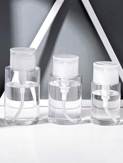 1pc/100ml/150ml/200ml Portable Pump Bottle For Makeup Remover, Press Type With Adjustable Dosage, Suitable For Storing Makeup Remover, Toner, Essence, Etc. Made Of Thickened Transparent PP Material, Sturdy