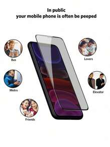 2 piezas Mica Privacidad Templado Cristal Para iPhone 15 Plus - Negro - Ver 3