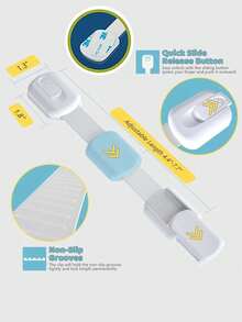 4 件套婴儿锁套装，可调节带子，适用于橱柜、马桶、冰箱，防夹扣，适用于滑动门和抽屉 - 白色 - 查看 4