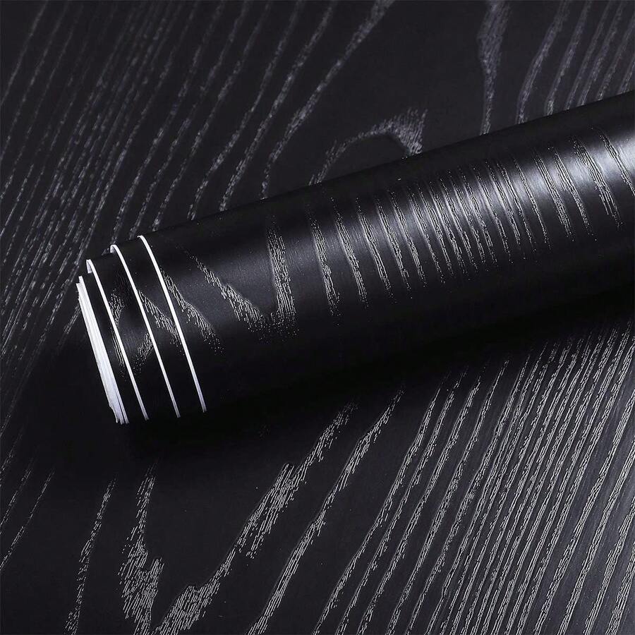 1 Roll Countertop Contact Paper Black Wood Look Counter Top Peel Wallpaperand Stick Waterproof