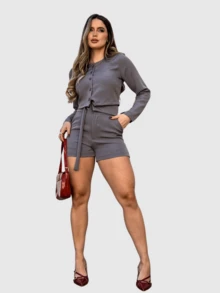 Women Two-Piece Outfits - 深灰色 - 查看 2
