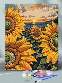 1 Bộ tranh sơn dầu kỹ thuật số tự làm 40x50cm, Hoa hướng dương vẽ tay, Bộ vật liệu vẽ tranh acrylic, Trang trí tường nghệ thuật, Dụng cụ nghệ thuật tự làm cho người lớn và người mới bắt đầu, Tranh trang trí nhà cửa, Bộ công cụ vẽ tranh vải - jw24402 - Xem 3