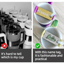 個性化姓名牌，杯子飾品，個性化保溫杯名牌，40盎司定制杯蓋標籤，個性化禮物 - Style3 - 查看 5